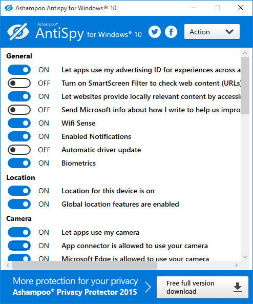 AntiSpy for Windows 10 v1.0.6 系统功能禁用工具